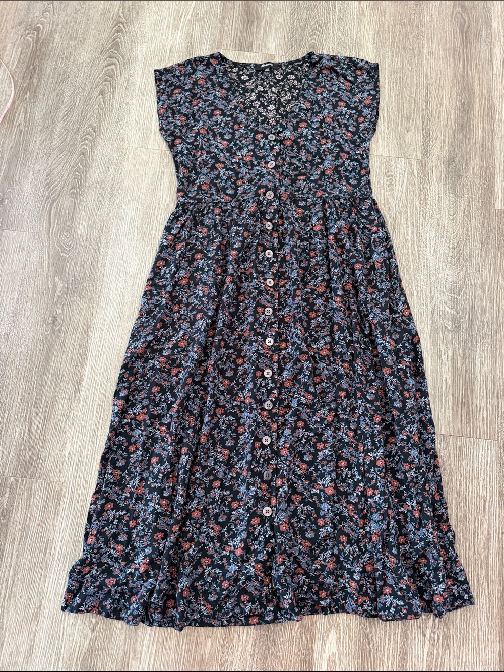 Madewell floral printed button front midi dress blue awakened blooms XXS - Picture 2 of 5